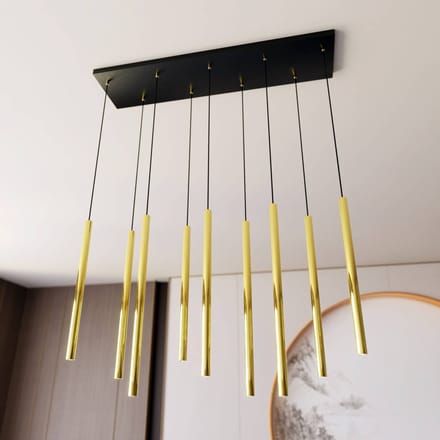 EMIBIG LIGHTING Hanglamp Selter, goudkleurig, 9-lamps, metaal
