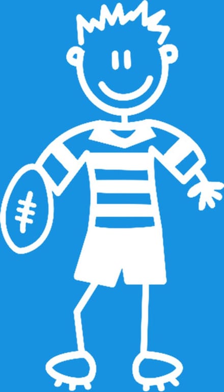 Vader rugby - autosticker - wit - 10,5 cm - The Sticker Family