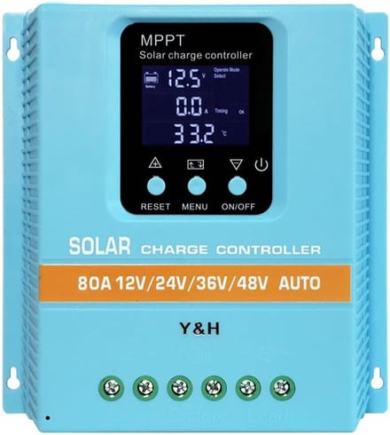 Zonne Laadregelaar - MPPT Regelaar - Energie Management - Intelligent LCD Display - 80A - Grijs