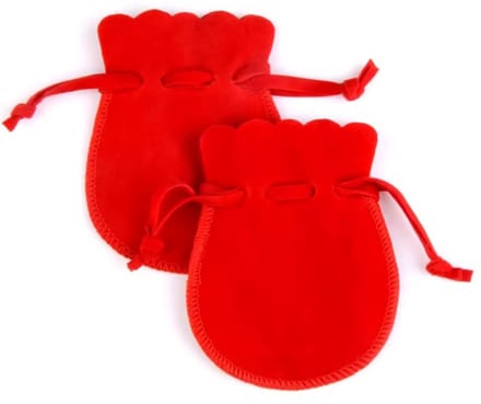5 LUXE velours / fluwelen zakjes Rood rond S