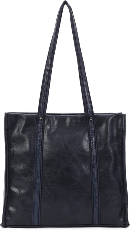 Stoere shopper Ines Delaure blauw met dubbele draagriem extra lang. Ideaal voor op de schouder.