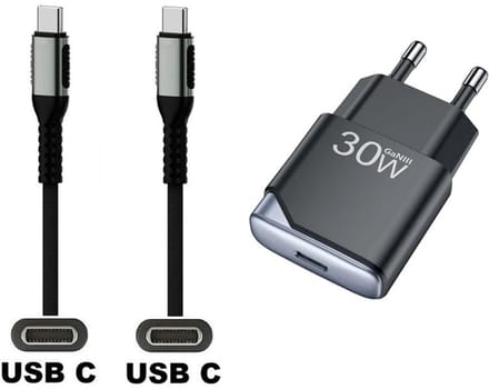OneOne 30W snellader + 0,25m sterke USB C naar C kabel. GAN lader. PD PPS oplader adapter past op Kobo (Rakuten) eReader Elipsa, Elipsa 2E, Sage, Libra 2, Libra Colour, Clara 2E, Clara Colour, Clara BW - Kindle (Amazon) Scribe