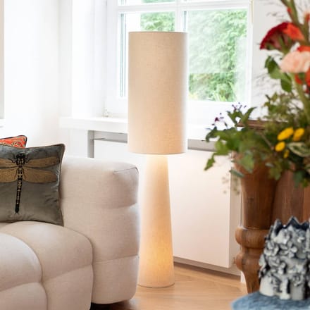 KARE vloerlamp Marleen, beige, linnen, 130 cm, E27