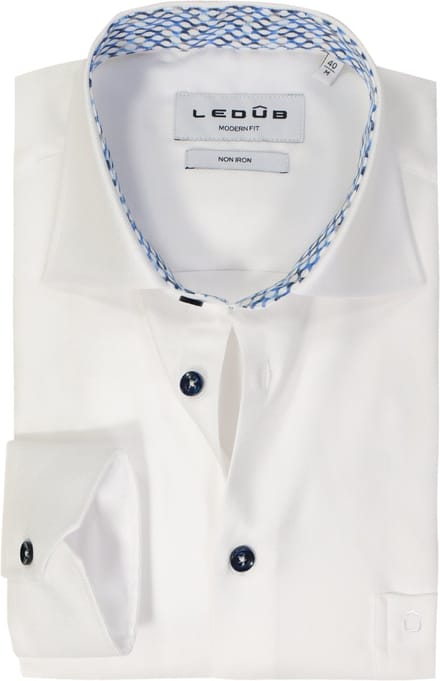 Ledub modern fit overhemd - popeline - wit