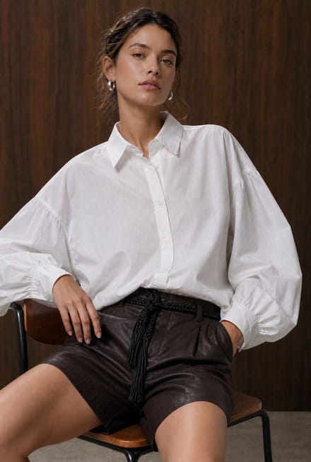 Adelina cotton oversized blouse | White - White / XS/S