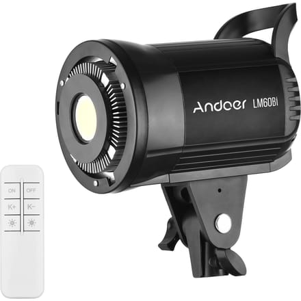 Andoer LM60Bi Draagbare LED Fotografie Invullicht 60W Studio Videolicht 3000K-5600K Dimbaar UK Plug black