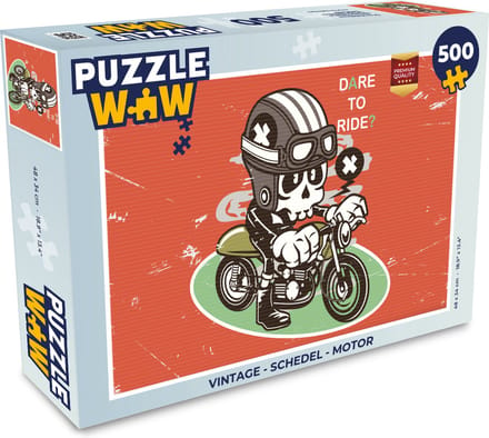Puzzel Vintage - Schedel - Motor - Legpuzzel - Puzzel 500 stukjes