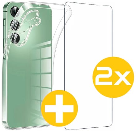 Hoesje en Screenprotector Combi Geschikt Voor Samsung Galaxy A35 - Transparant Hoesje + 2x Screenprotector