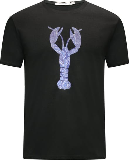 Hommard T-Shirt Zwart met grote Blauwe Paisley Lobster Medium