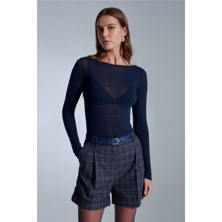 Slim Fit Bootluik Lange Mouw Gebreide Blouse