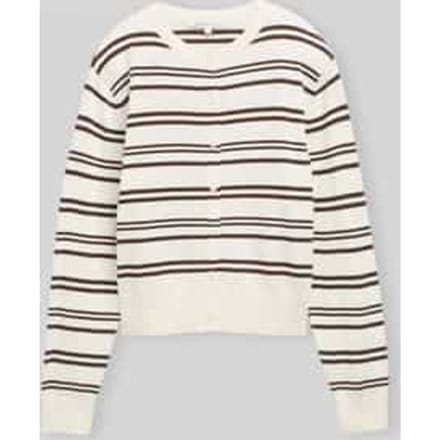 Tom Tailor Denim - Vest met ronde hals - Maat M - offwhite brown stripe
