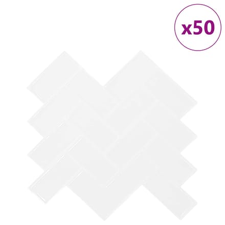 vidaXL - Visgraat - Tegel - 50 - st - Wit - 30 - x - 30 - cm - Polyurethaan - en - PET