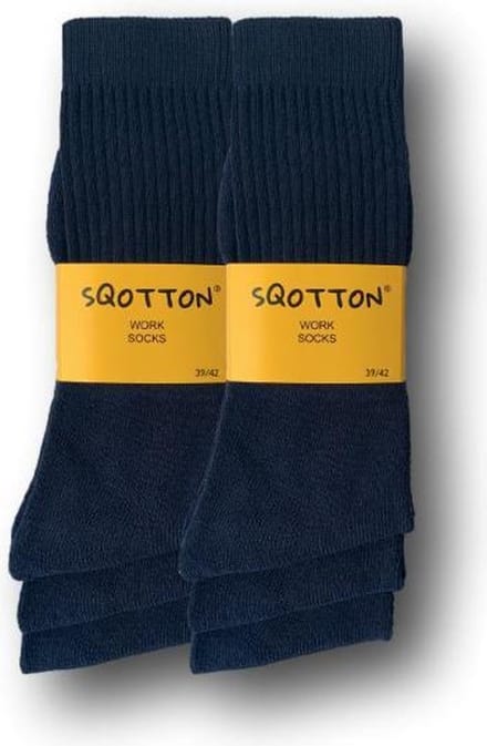 6 paar SQOTTON® Werksokken - Heavy - Marineblauw - Maat 39-42