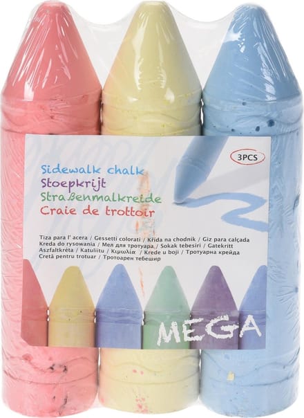 Free And Easy Stoepkrijt Mega 3-delig Rood/geel/blauw