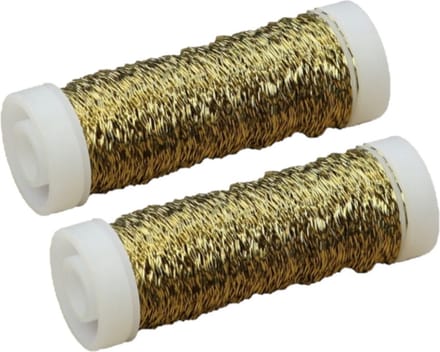 HBX Natural Living Wikkeldraad - 2x rolletjes -goud- 25 gr- bouillon -metaaldraad - hobby