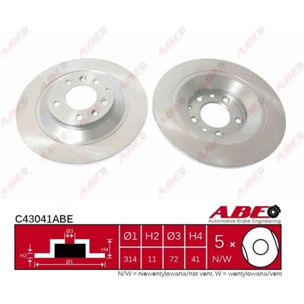 Remschijf ABE C43041 achter, volledig, 1 Stuk
