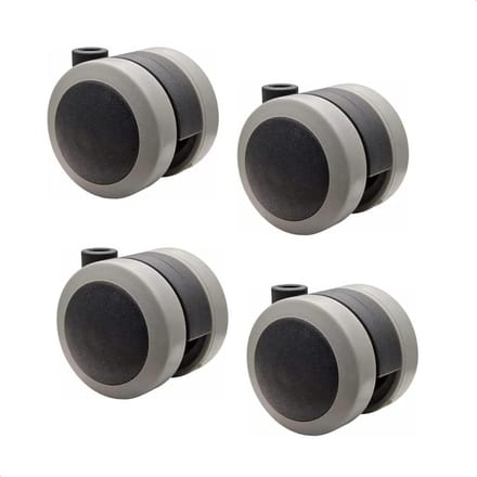 Set van 4 Dubbele Meubelwielen Ø 50 mm met Zacht Loopvlak en Rem