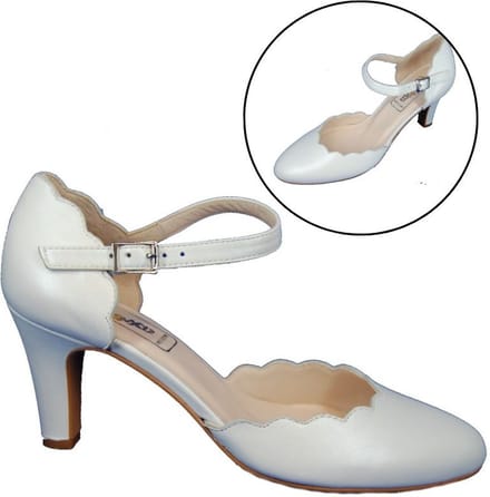 Witte Pumps met Bandje - Trouwschoenen