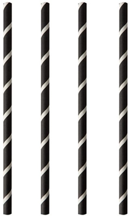 8x 100 Shake rietjes papier Ø 8 mm · 20 cm zwart/wit Stripes
