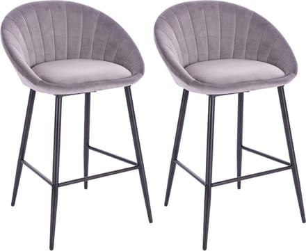 Lina® Liberty Barstoel Grijs - Set van 2 - Velvet - Barkrukken