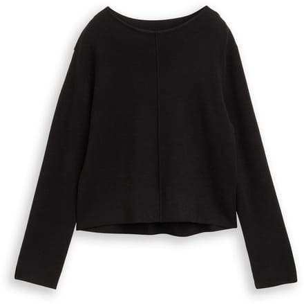 Tom Tailor - Cropped gebreide trui met opstaande kraag - Maat S - deep black