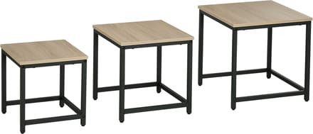HOMCOM Salontafelset van 3 - Bijzettafels - Nestbare Tafels - Naturel
