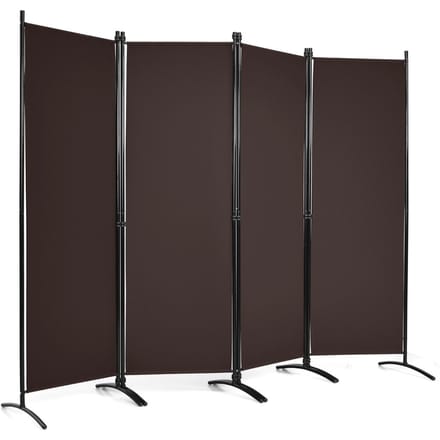 Coast 4-delige 173 cm High Room Divider draagbare partitie met stalen frame bruin
