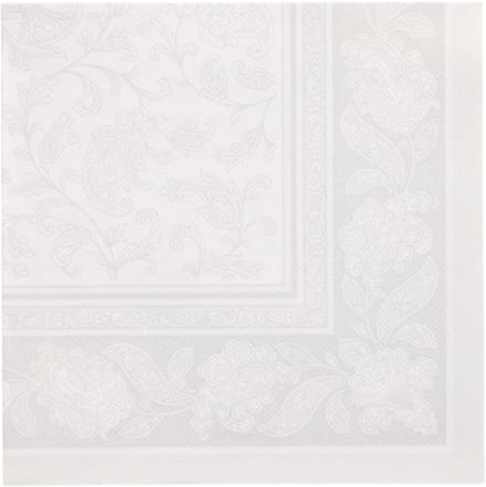 8x 20 Servetten ROYAL Collection 1/4 vouw 40 cm x 40 cm wit Ornaments