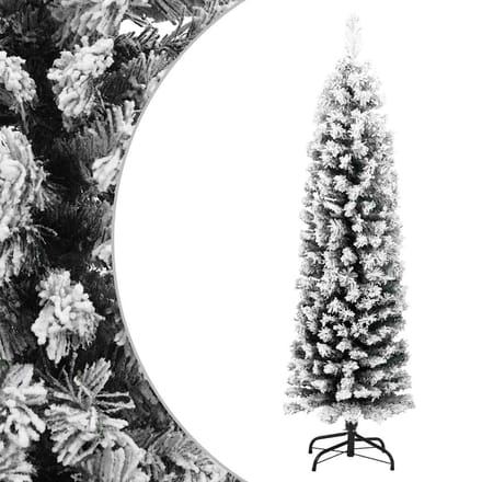 vidaXL - Kunstkerstboom - met - sneeuw - smal - 150 - cm - PVC - groen