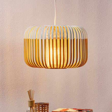 Forestier hanglamp Bamboo S, Ø 35 cm, wit