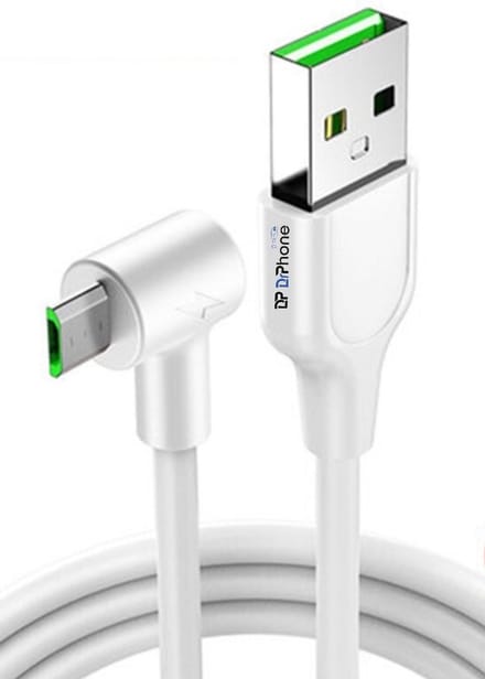 DrPhone D10 - 90° Haakse Micro USB oplaadkabel - Kabel - 5A Super charge - 1 Meter - Wit