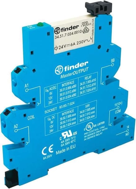 Finder 39.51.0.024.0060 Koppelrelais 24 V/DC, 24 V/AC 6 A 1x NO 1 stuk(s)