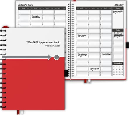 Afsprakenboek - Planner Agenda - Planning Maken - Uurlijkse Indeling - Groot Formaat - Rood