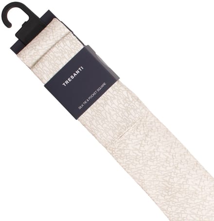 TRESANTI | GINESIO | Silk tie & pocket square set with bamboo leaves | groen