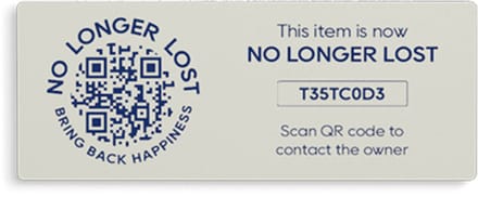 NoLongerLost - slimme Stickers (x2) - Slimme Sticker groot rechthoekig (6.5 cm x 2.5 cm) - Off white - Unieke QR code - Tracking