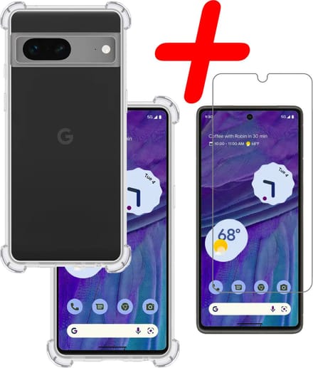 Hoesje Met Screenprotector - Geschikt voor Google Pixel 7 - Sterk & Shockproof - Siliconen Case - Back Cover - Telefoon Hoes - Shock Proof - Transparant