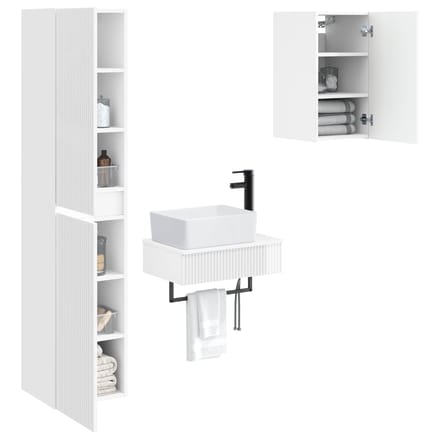 vidaXL - Badkamermeubel - Set - 3 - st - Hoogglans - Wit - 33 - x - 34,5 - x - 160 - cm