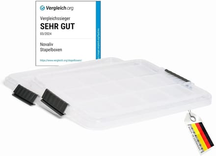 Novaliv 2x vervangingsdeksels 27 liter met clipsluiting 46,5x36,5 cm Transparant