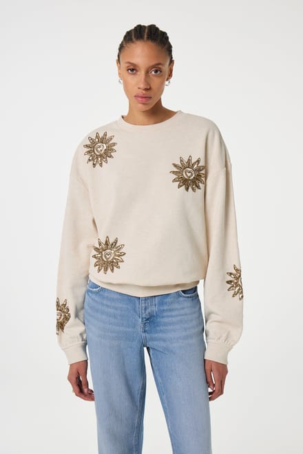 Fabienne Chapot Archie Sweater Oatmeal Melange Maat: L | Sweaters Outlet | Dames | Beige