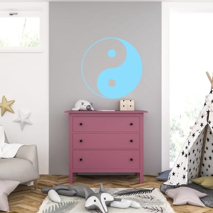 Muursticker - Yin Yang - 40,6 x 40,6 - Licht Blauw