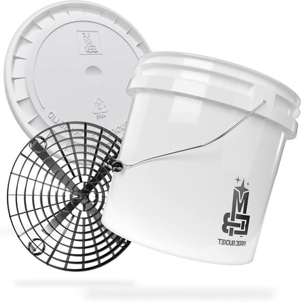 Wasemmer Set - Schoonmaak emmer - Auto poetsen - Met vuilzeef - 13 liter - Wit/Zwart