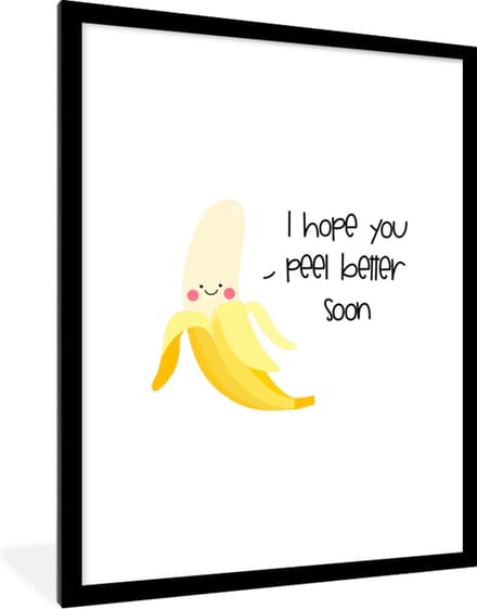 Fotolijst incl. Poster - Sterkte - Quotes - Fruit - Bananen - 60x80 cm - Posterlijst