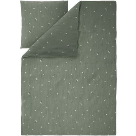 LIVARNO Mousseline dekbedovertrek 140 x 200 cm (Bloemen/groen)