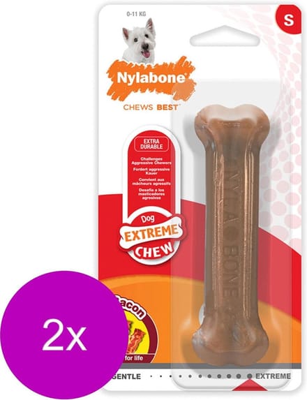 Nylabone Durable Bone Bacon Bacon - Hondenspeelgoed - 2 x Reguar