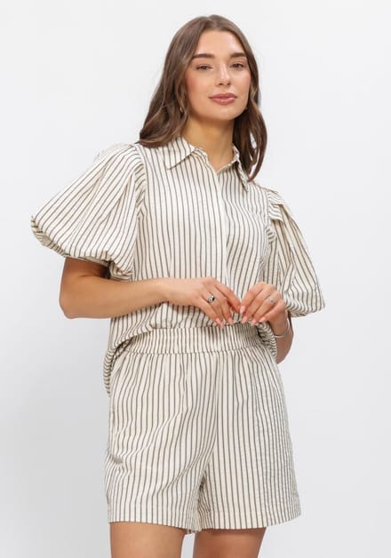 Notre-V Nv-hinka Crepe Stripe Dames - Jurken - Gebroken wit - Maat L