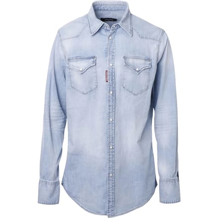 Dsquared2 Classic Western Faded Denim Blue Shirt