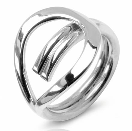 Mbrace Zilveren Dames Ring - Abstract Design - Open Structuur - Minimalistisch & Modern - Maat 17 mm