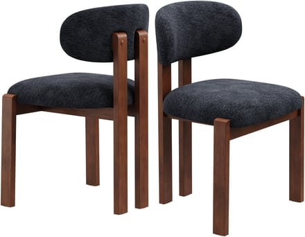 COLAMY Houten eetkamerstoelen - set van 2 - donkerblauwe stoffen bekleding - modern design
