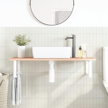 vidaXL - Badkamer - wandschap - staal - en - massief - eikenhout