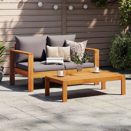 vidaXL - Tuinbank - 2-zits - met - kussens - massief - acaciahout